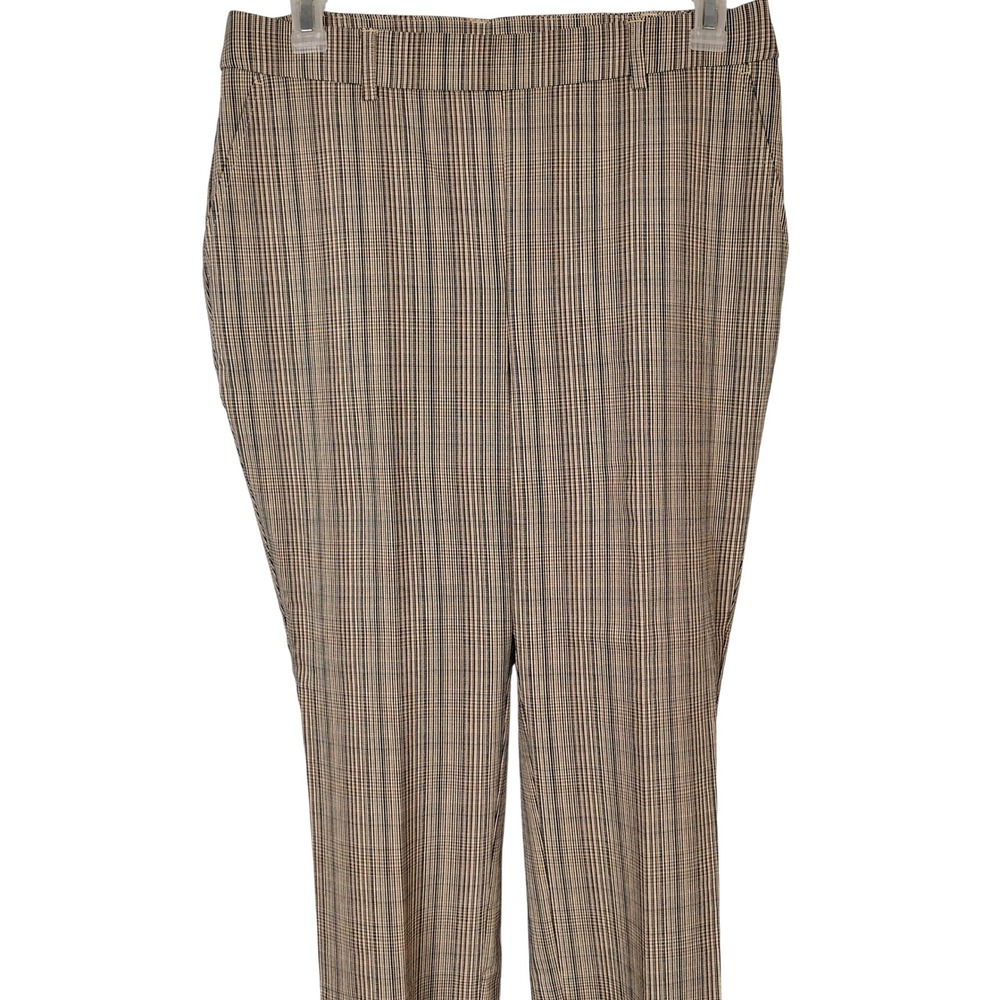 Rafaella Womens Brown Glen Plaid Dress Pants Size 14 Tapered Trousers curvy